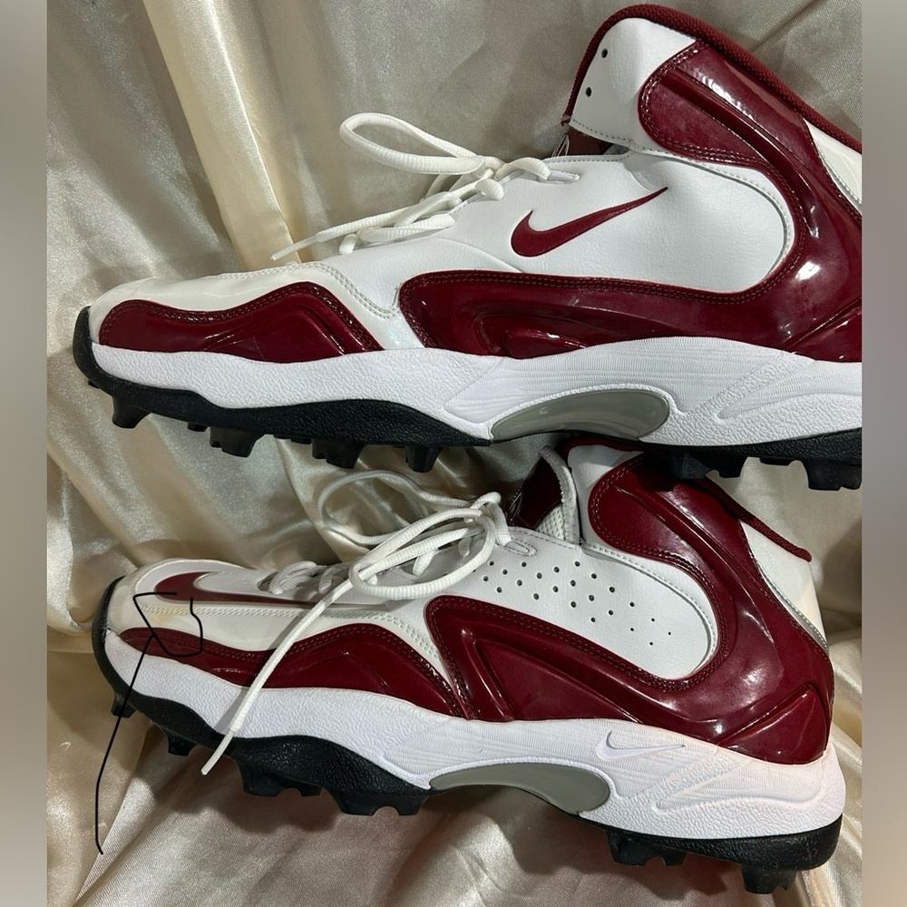NEW NIKE ZOOM MERCILESS DESTROYER FOOTBALL WHITE/MAROON CLEATS SIZE 16.